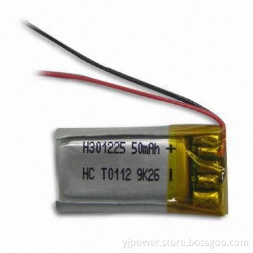 3.7V/50mAh Lithium Polymer Battery, Lightweight, Small and Customized Sizes